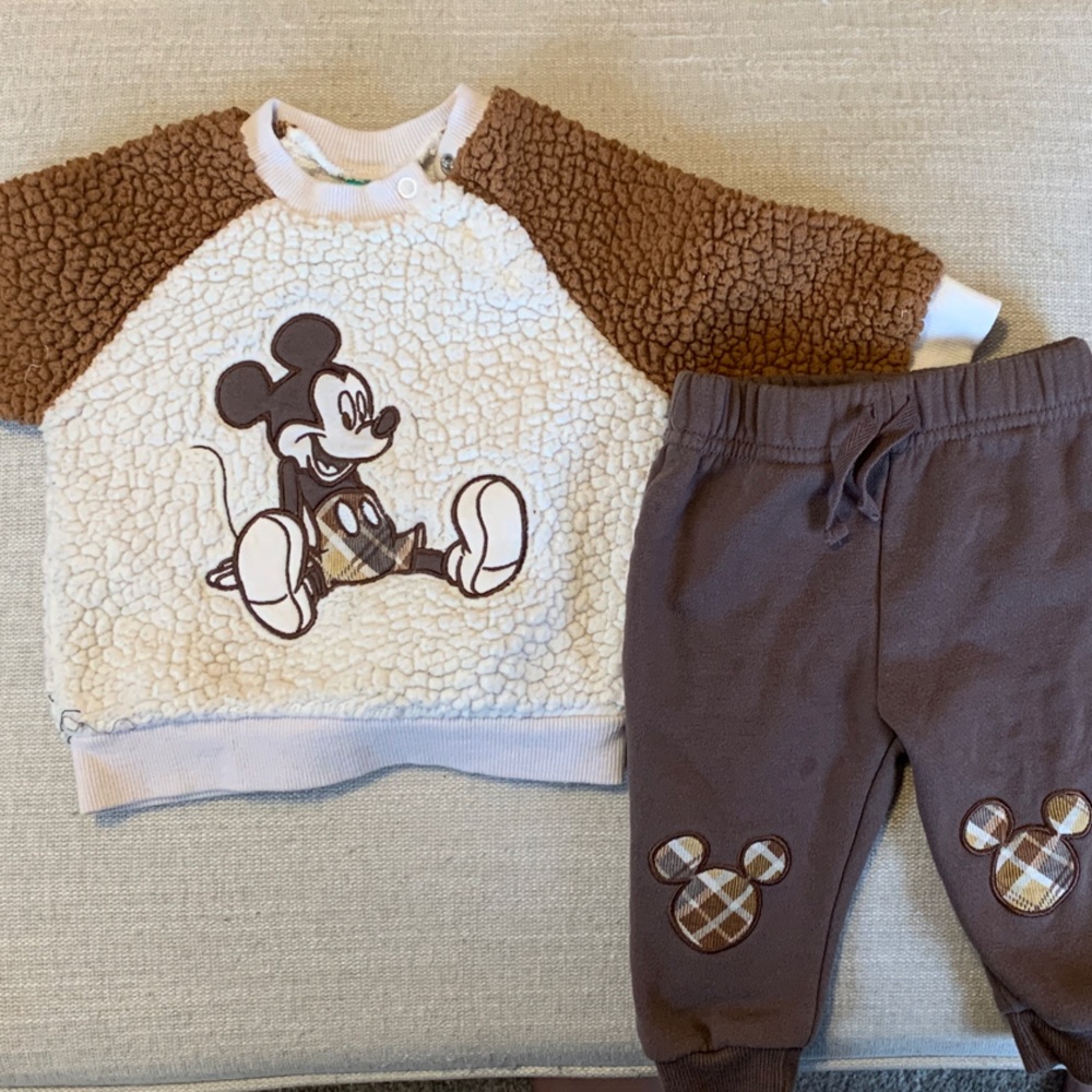 Disney Brown and Cream Mickey Mouse Kids Bottoms